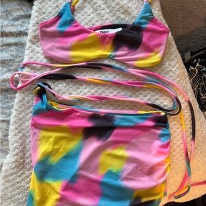 Tiger Mist Multicolor Mini Skirt & Matching Top